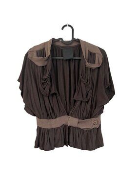 Trosman Brown Draped One Button Cardigan Sweater Womens Small
